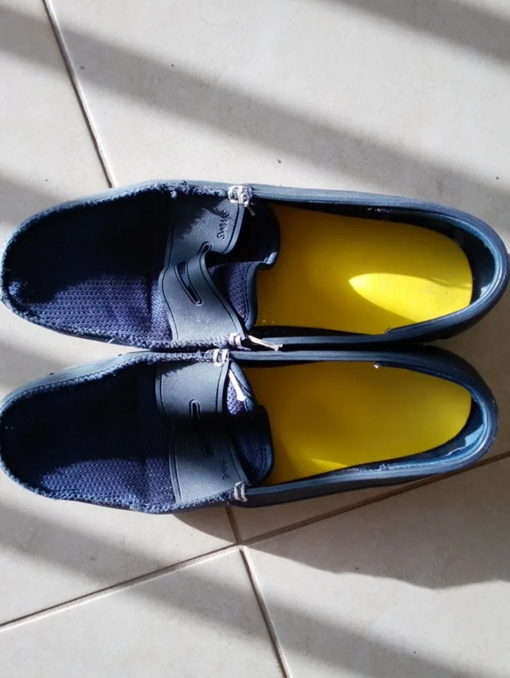 Swims Navy Slip-On Loafers with Yellow Insole